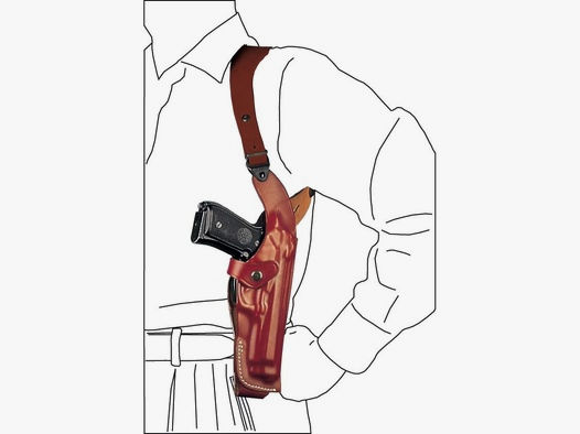 Vertikales Schulterholster aus geformtem Leder Beretta 92,Colt 1911/Covernment,SIG P210 5",CZ 75/75 SP01/85/Para P14/P16,Tanfoglio-Braun-Linkshänder