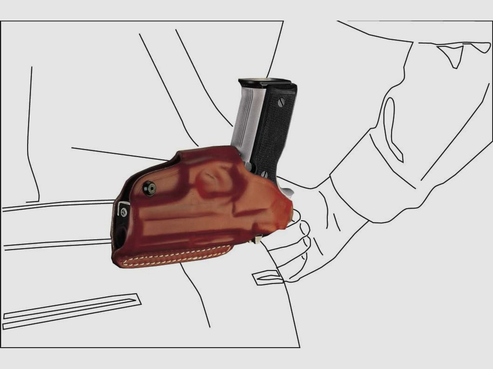 Schnellziehholster mit drei Tragepositionen Glock 26/27/28/33, Walther PPS-Schwarz-Rechtshänder