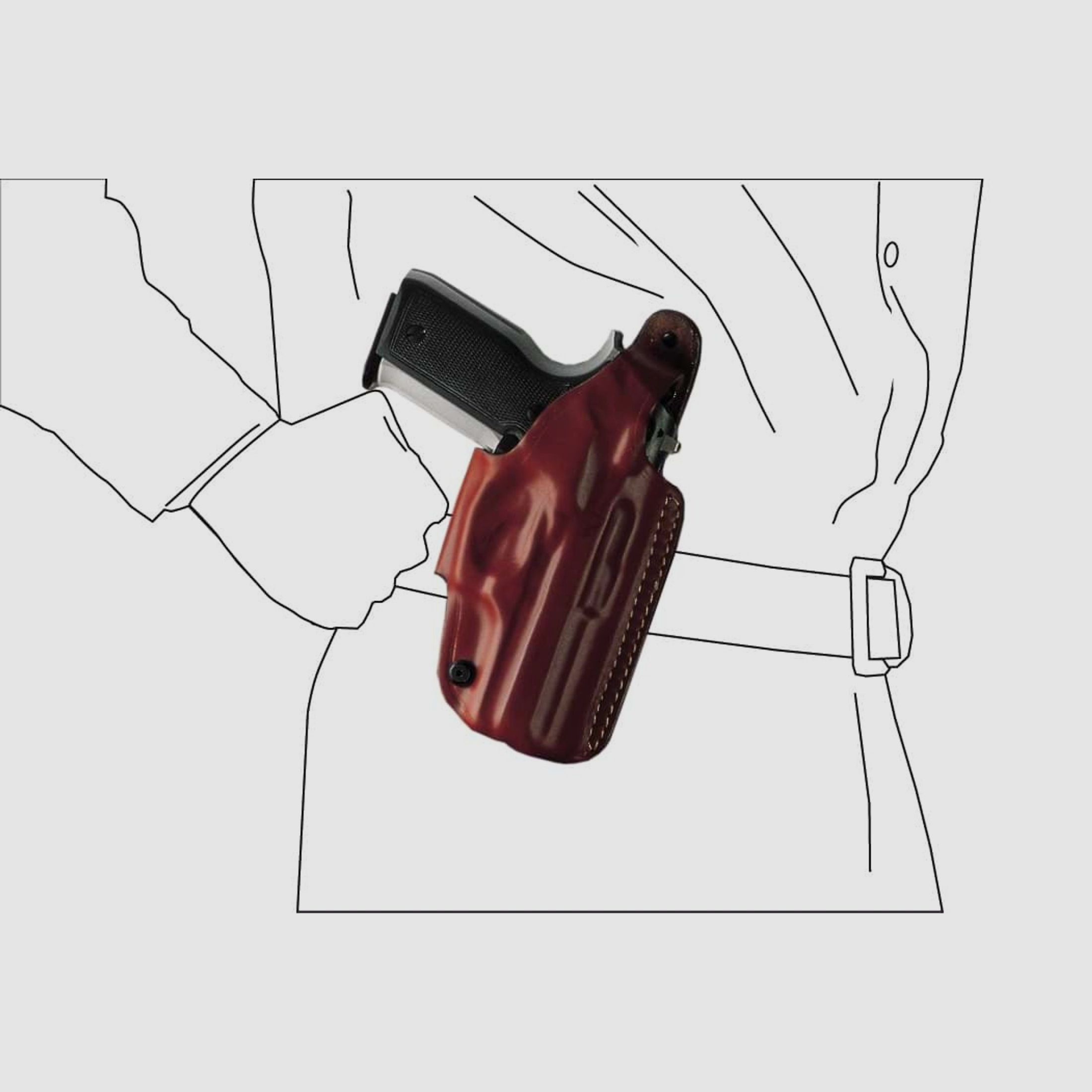 Schnellziehholster mit drei Tragepositionen Glock 26/27/28/33, Walther PPS-Braun-Linkshänder