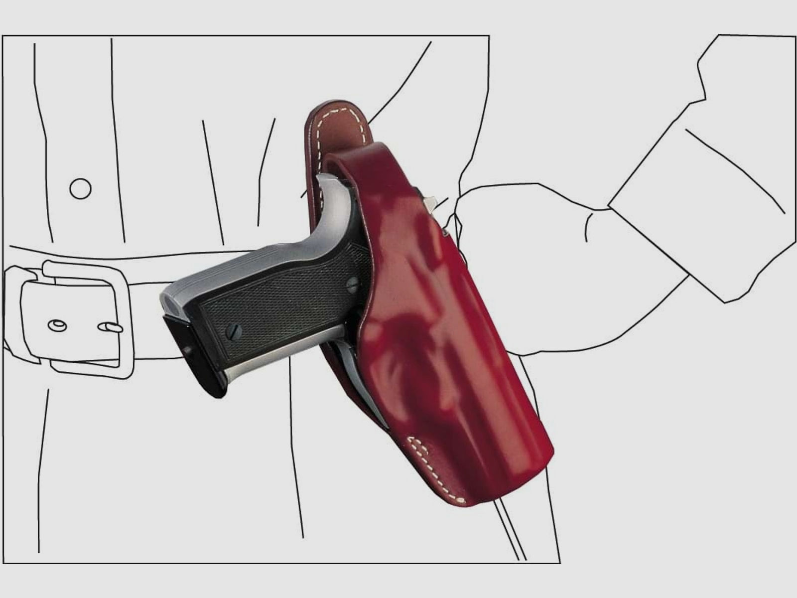 Schnellziehholster mit drei Tragepositionen Glock 42-Braun-Rechtshänder
