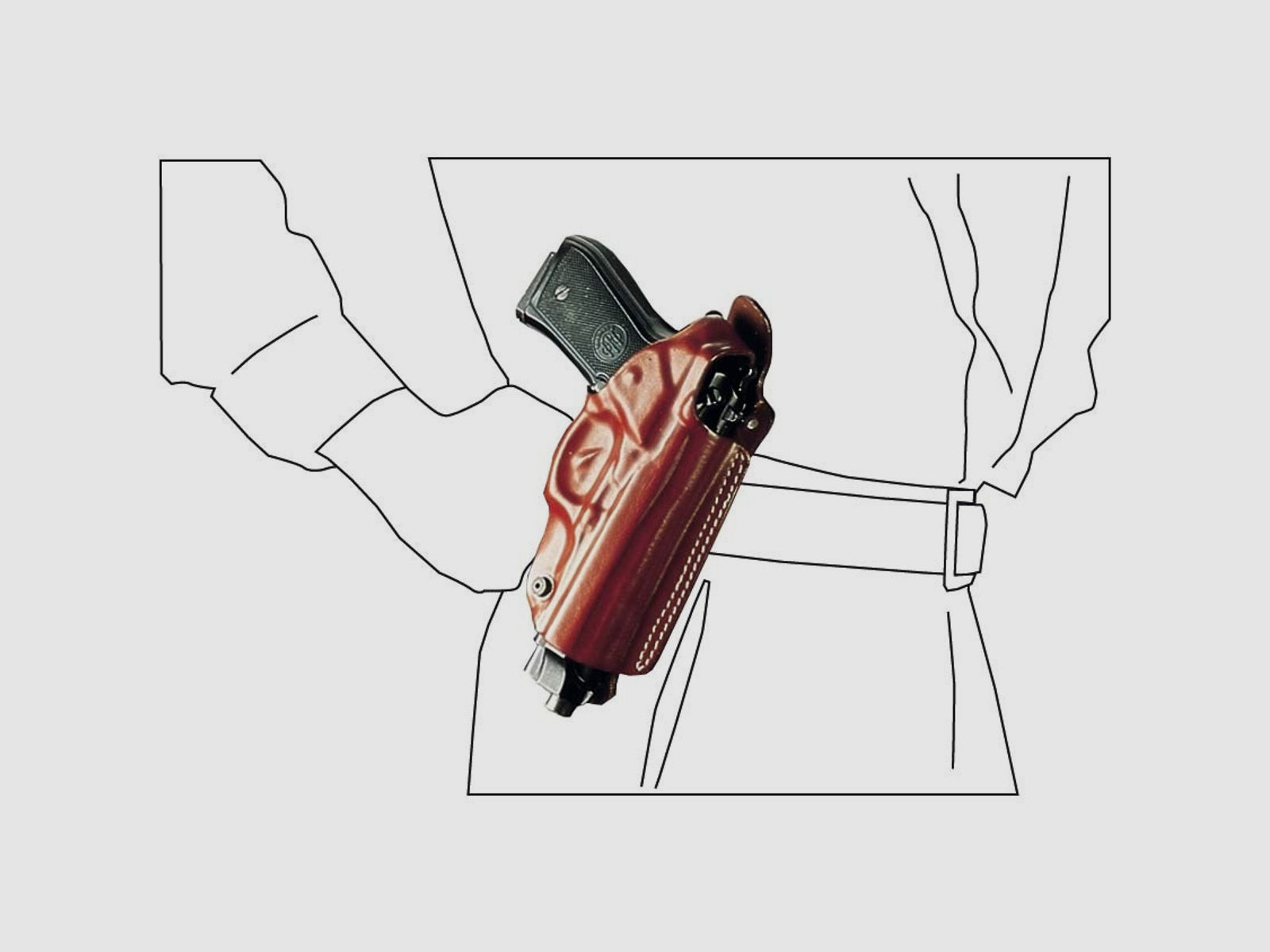 Mehrzweck-Schulterholster/Gürtelholster "Miami" Glock 20/21,  H&K USP, P30L, SFP9-VP9, CZ P07-Braun-Linkshänder