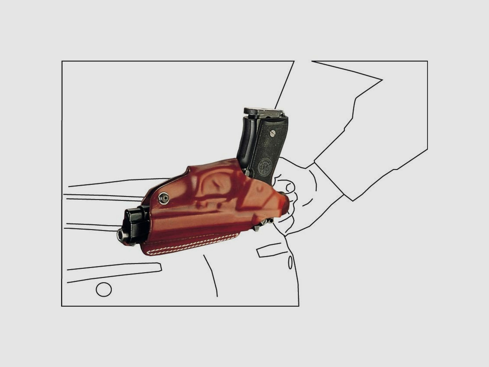 Mehrzweck-Schulterholster/Gürtelholster "Miami" Glock 29/30/36, H&K USP Compact, P30-Braun-Rechtshänder
