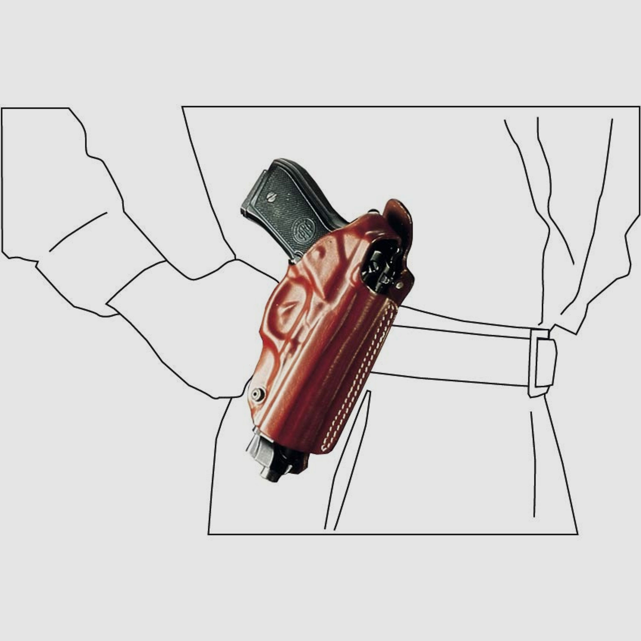 Mehrzweck-Schulterholster/Gürtelholster "Miami" Glock 26/27, Walther PPS-Braun-Rechtshänder
