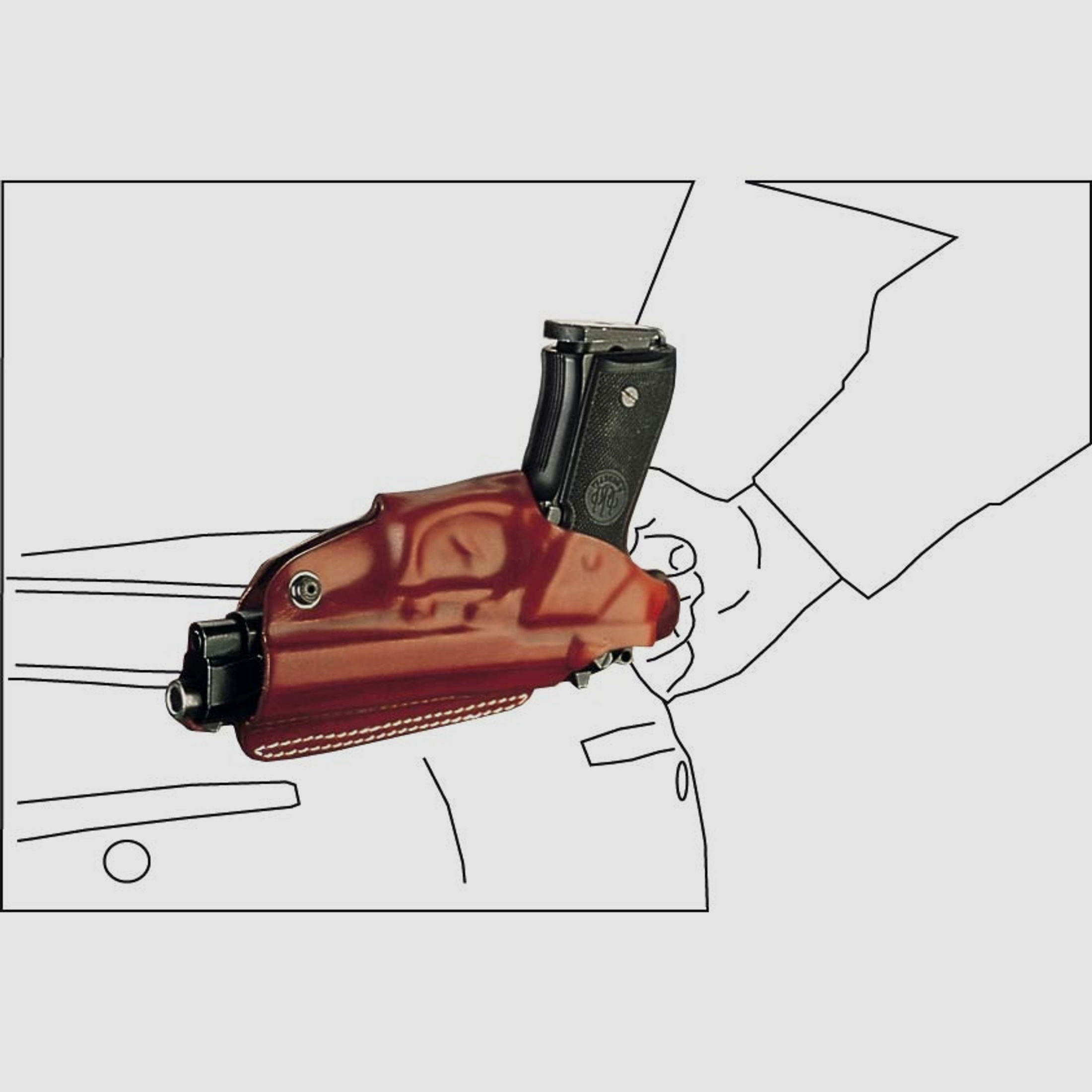 Mehrzweck-Schulterholster/Gürtelholster "Miami" Glock 42-Braun-Linkshänder