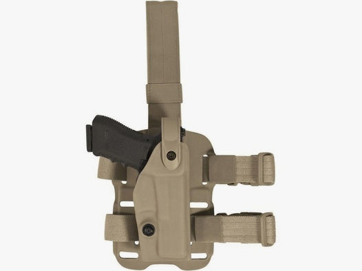 Modulares Oberschenkelholster "VETERAN" mit Sicherheitslevel II Glock 17/18/22/31/37-Schwarz-Linkshänder