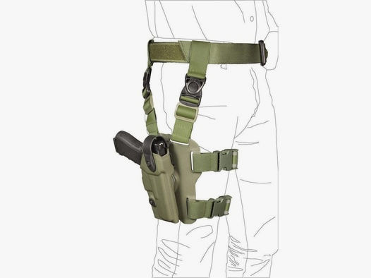 Taktisches Oberschenkelholster "LAND" mit Sicherheitslevel I Walther P99Q / PPQ-OD Green-Linkshänder