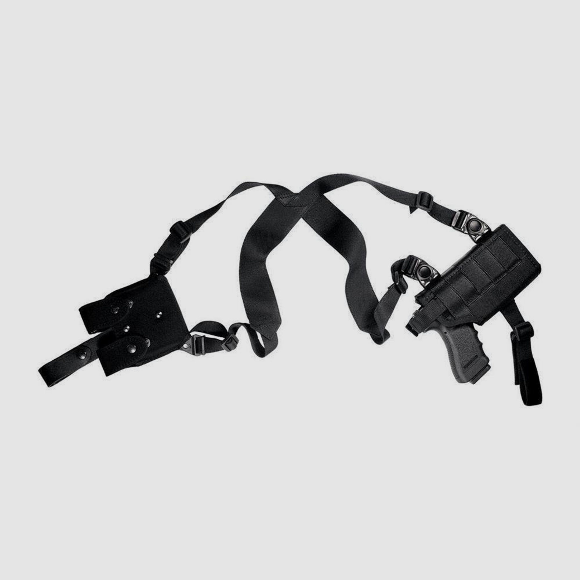 Schulterholster für Pistolen mit Taschenlampe/Laser Large Auto Compact Schwarz Rechtshänder