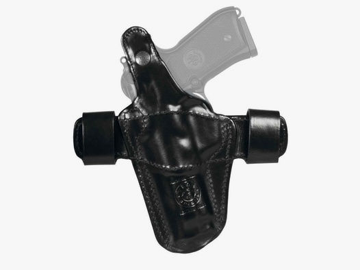 Double Snap Lederholster Glock 19/19X/23/25/29/30/32/36/38/45 Schwarz Linkshänder