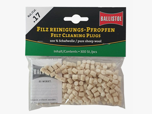 Ballistol Filz Reinigungs-Pfropfen Klassik Kal. .17 / 300 Stk.