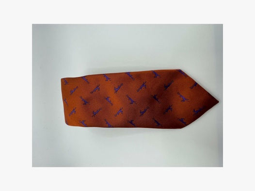 Robert Keyte Krawatte 100% Seide orange Motiv lila Hase