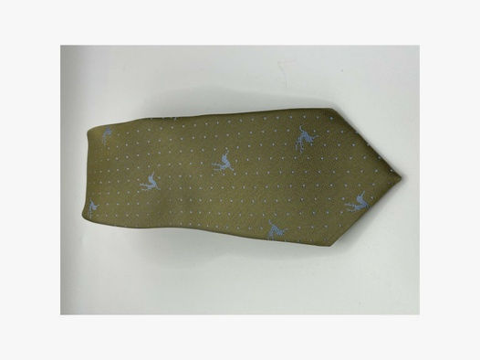 Krawatte oliv Motiv Blauer Hirsch mit blauen Punkten