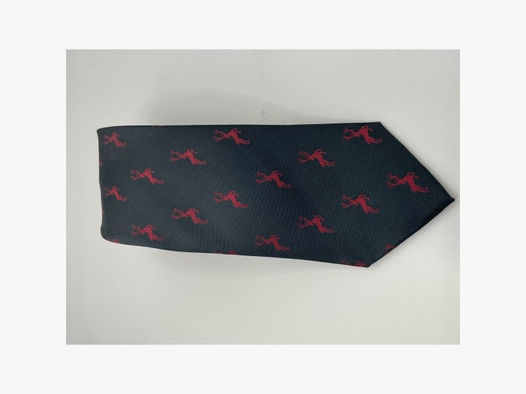 Krawatte dunkelblau Motiv roter Hirsch