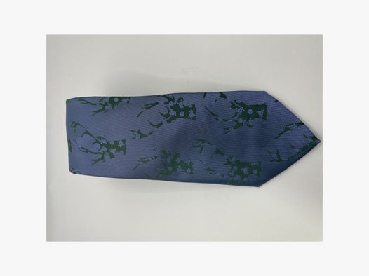 Krawatte blau Motiv dunkelgrüner Hirsch