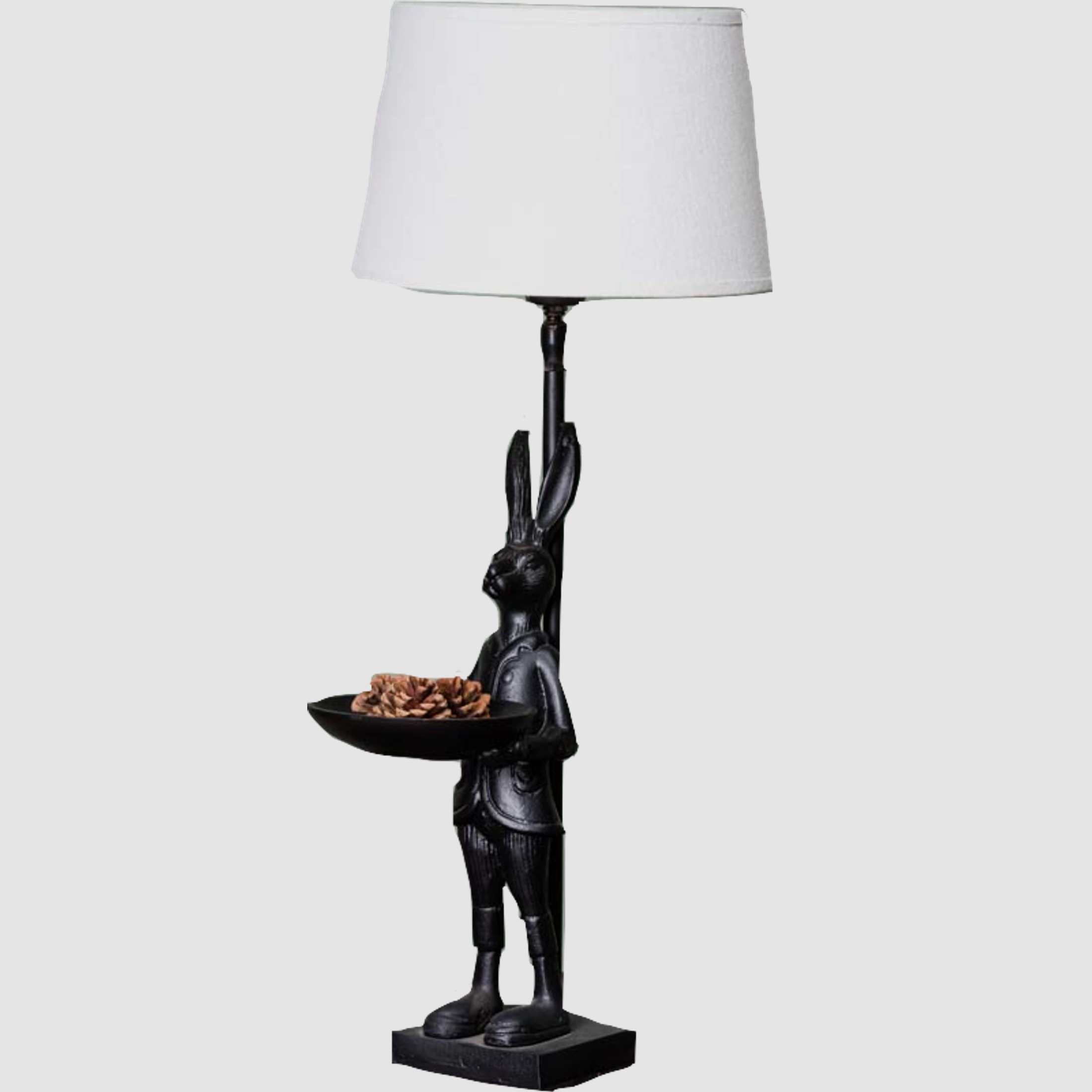 Lovergreen Lampen mit Tiermotiven Motiv stehender Hasen mit kleiner Schale als Lampe + Lampenschirm 25 cm