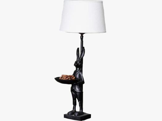Lovergreen Lampen mit Tiermotiven Motiv stehender Hasen mit kleiner Schale als Lampe + Lampenschirm 25 cm