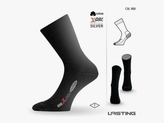 Lasting CXL Trekking-Socken Baumwolle mit Silberfaser Schwarz    M (EU 38-41)