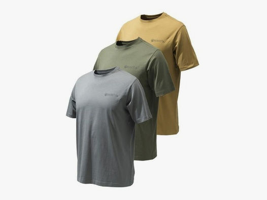 Beretta 3er-Pack Corporate T-Shirt -  Coyote, Smoked Pearl, Green