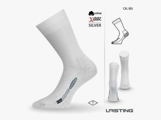 Lasting CXL Trekking-Socken Baumwolle mit Silberfaser Weiss    XL (EU 46-49)