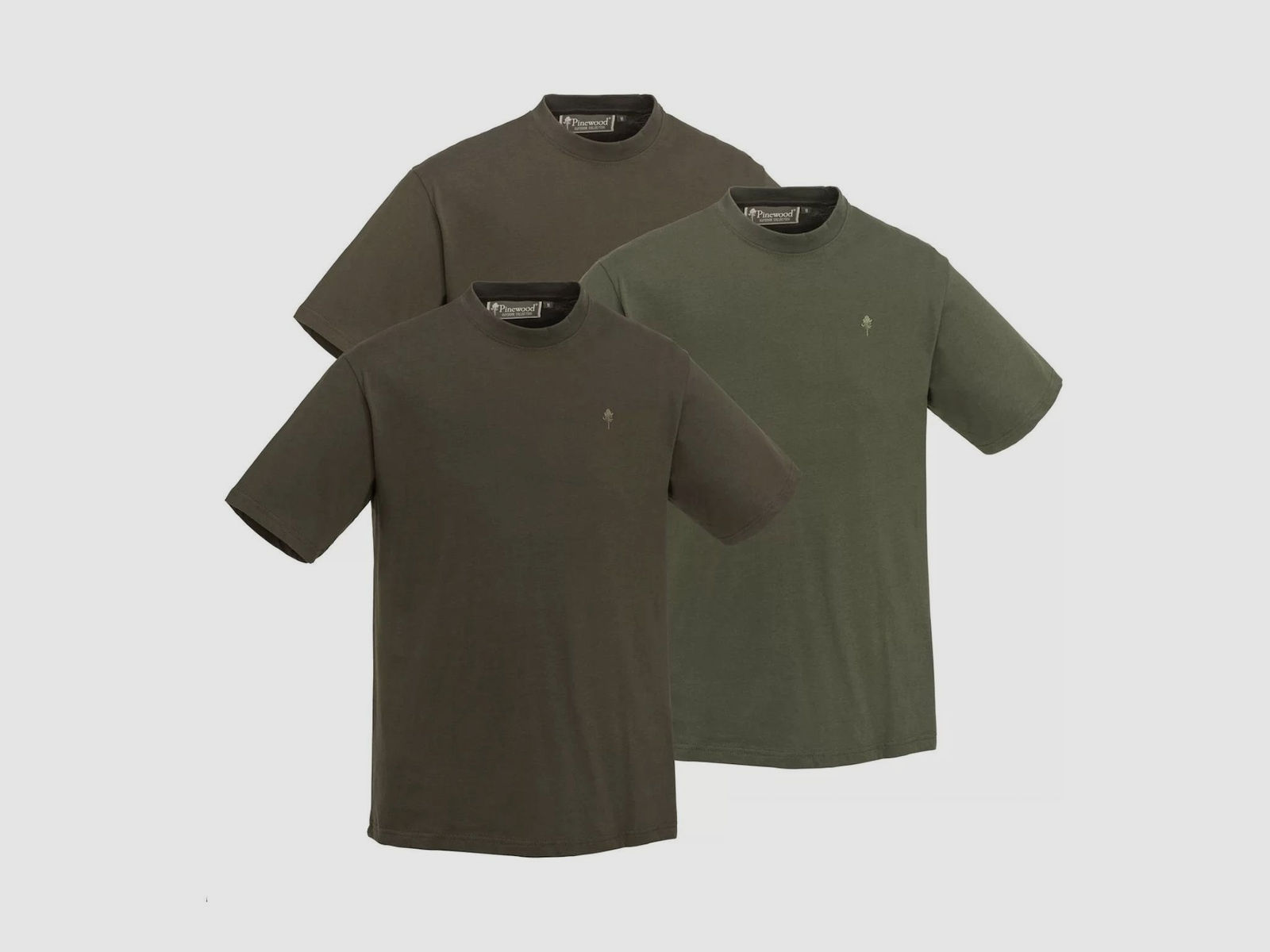 Pinewood T-Shirt 3er Pack Herren - Grün/Jagdbraun/Khaki  4XL