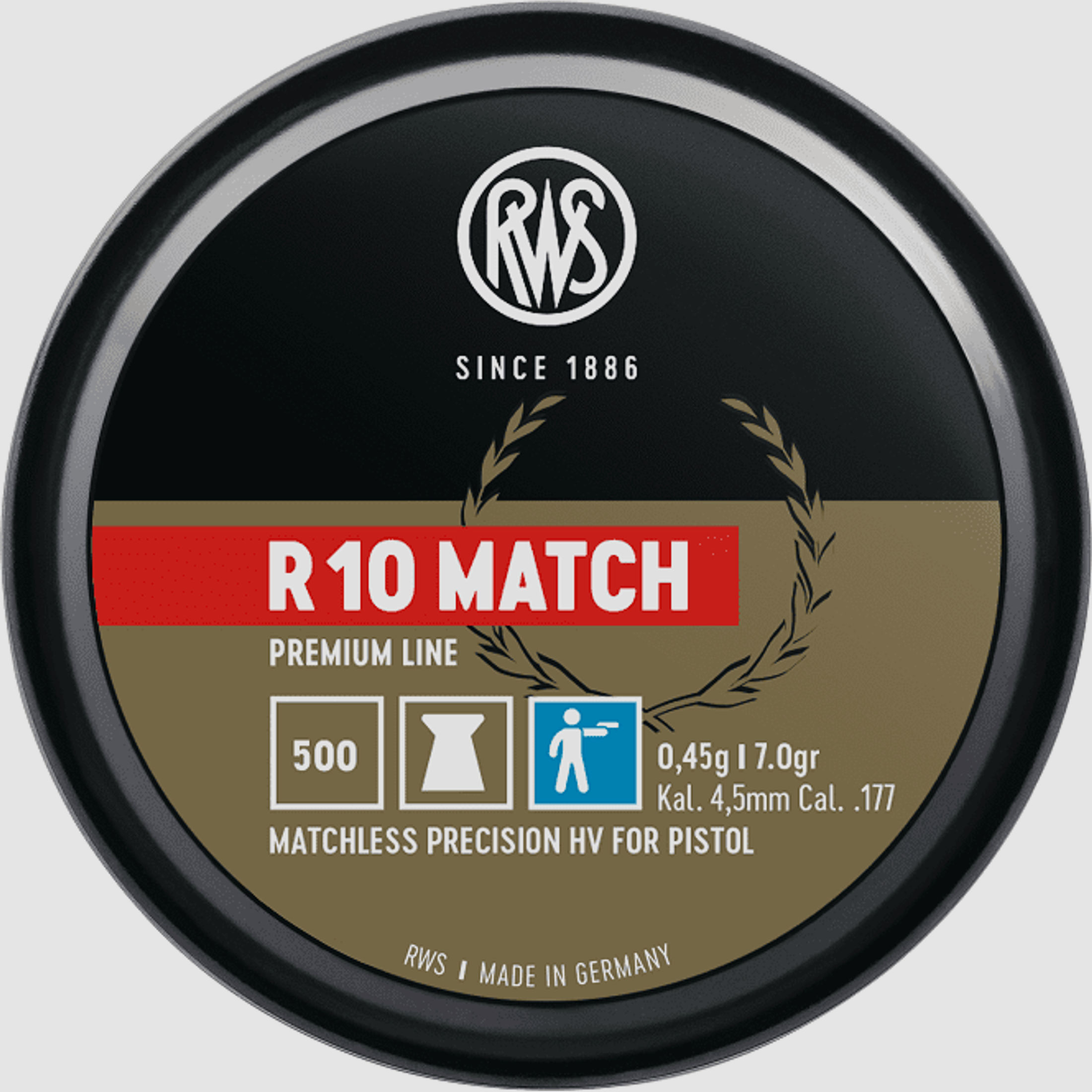 RWS Premium Line R10 Match HV Diabolo 4,5 mm Ø4,49 mm 0,45 g 500er
