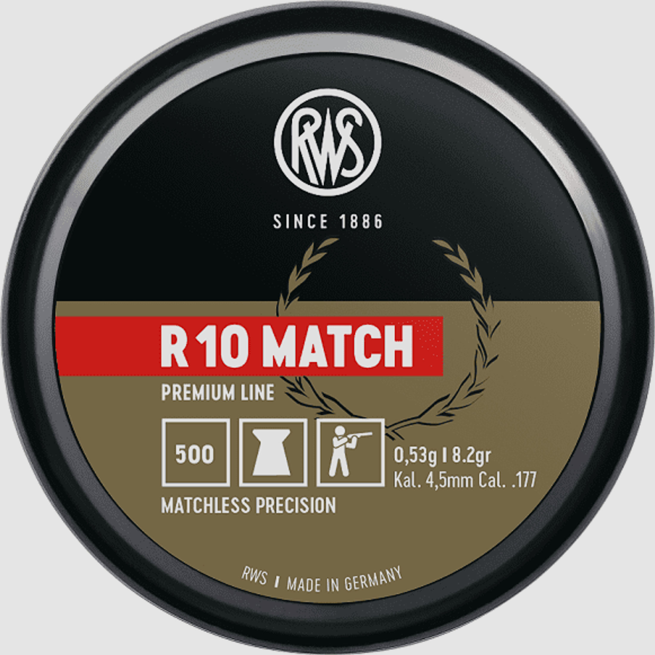RWS Premium Line R10 Match Diabolo 4,5 mm Ø4,49 mm 0,53 g 500er