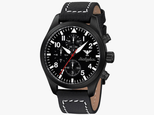 KHS Airleader Black Steel Chronograph Tactical Watch