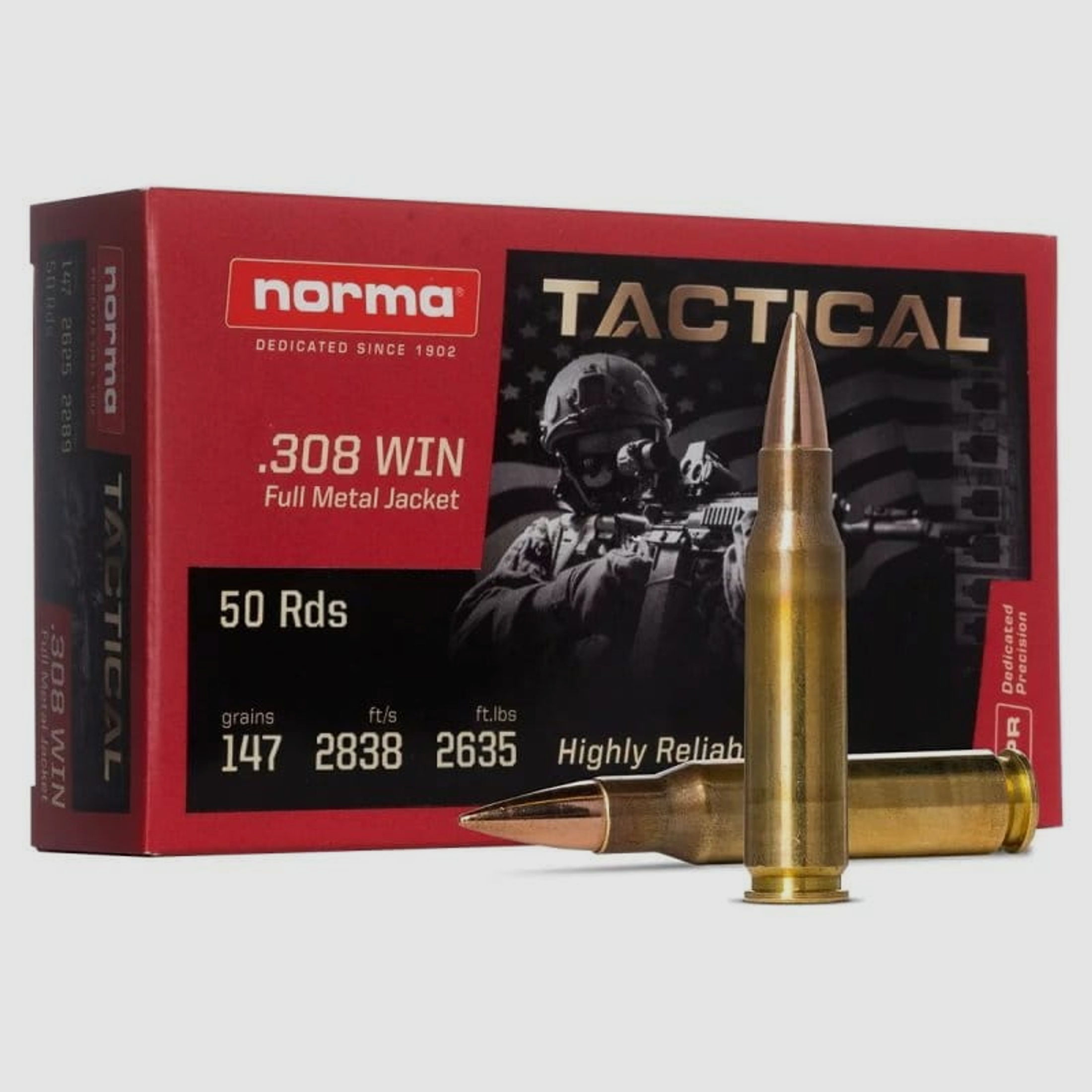 Norma .308 Win. Tactical FMJ 147 gr. - 50 Stk.