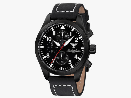 KHS Airleader Black Steel Chronograph Tactical Watch