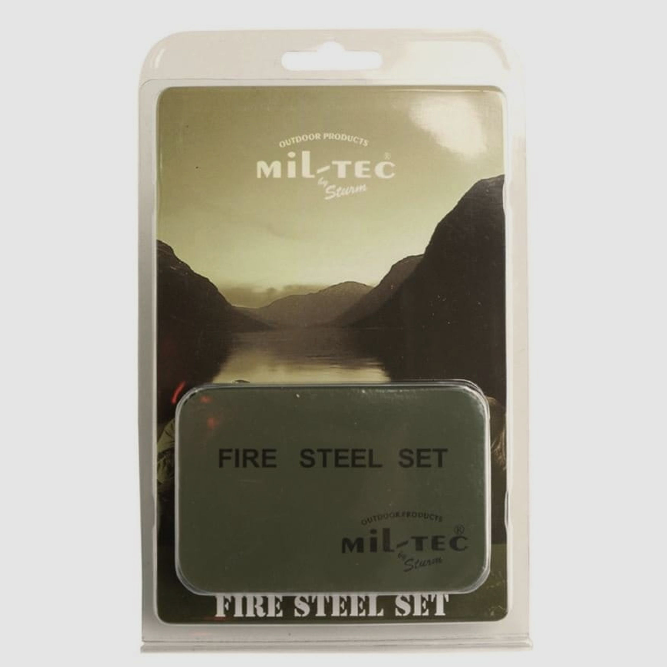 MIL-TEC Fire Steel Set mit Behälter