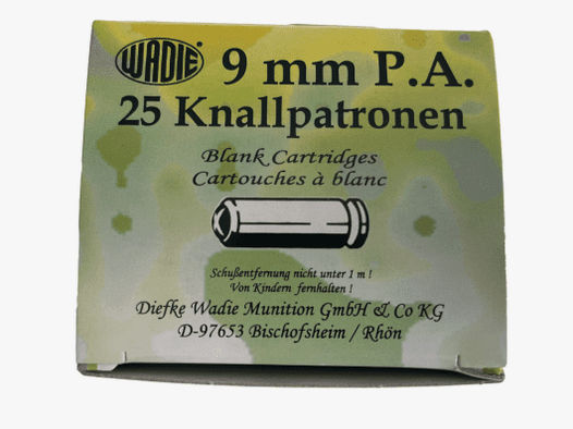 Wadie 9 mm P.A.K. Platzpatronen - 25 Stk.