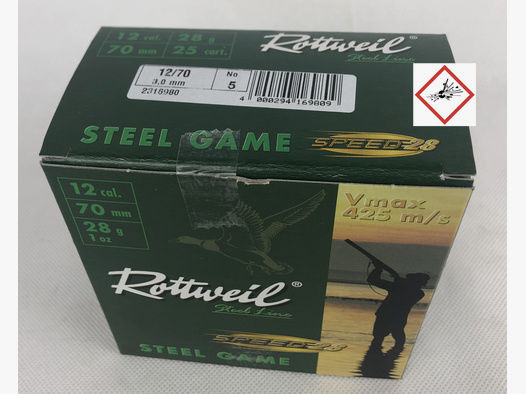 Rottweil Steel Game Speed Flintenpatrone 12/70 28G 3,0mm