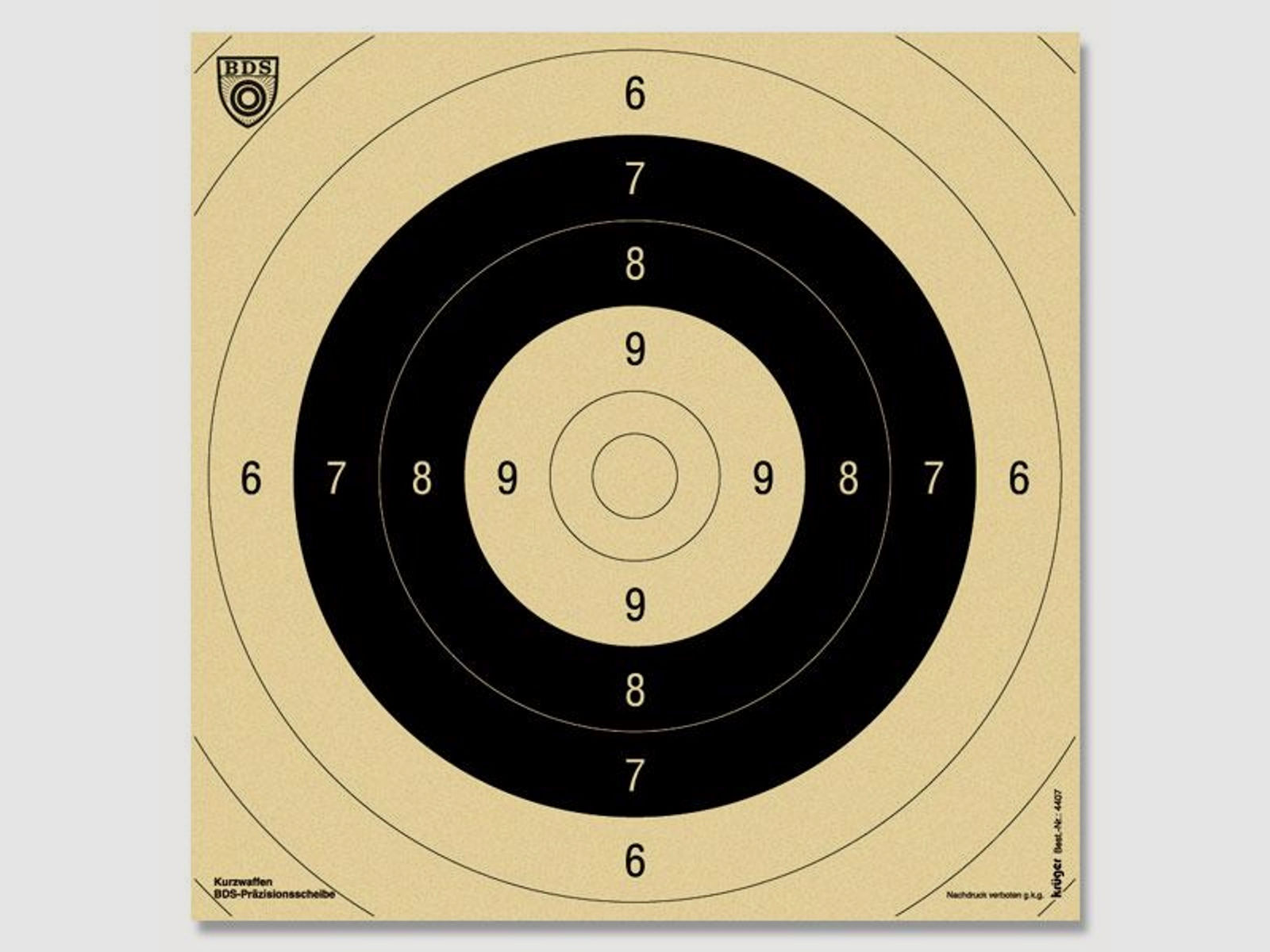 Krüger-Druck Schießscheiben Pistole 25m BDS Spiegel #9 50 Stk           26x26cm