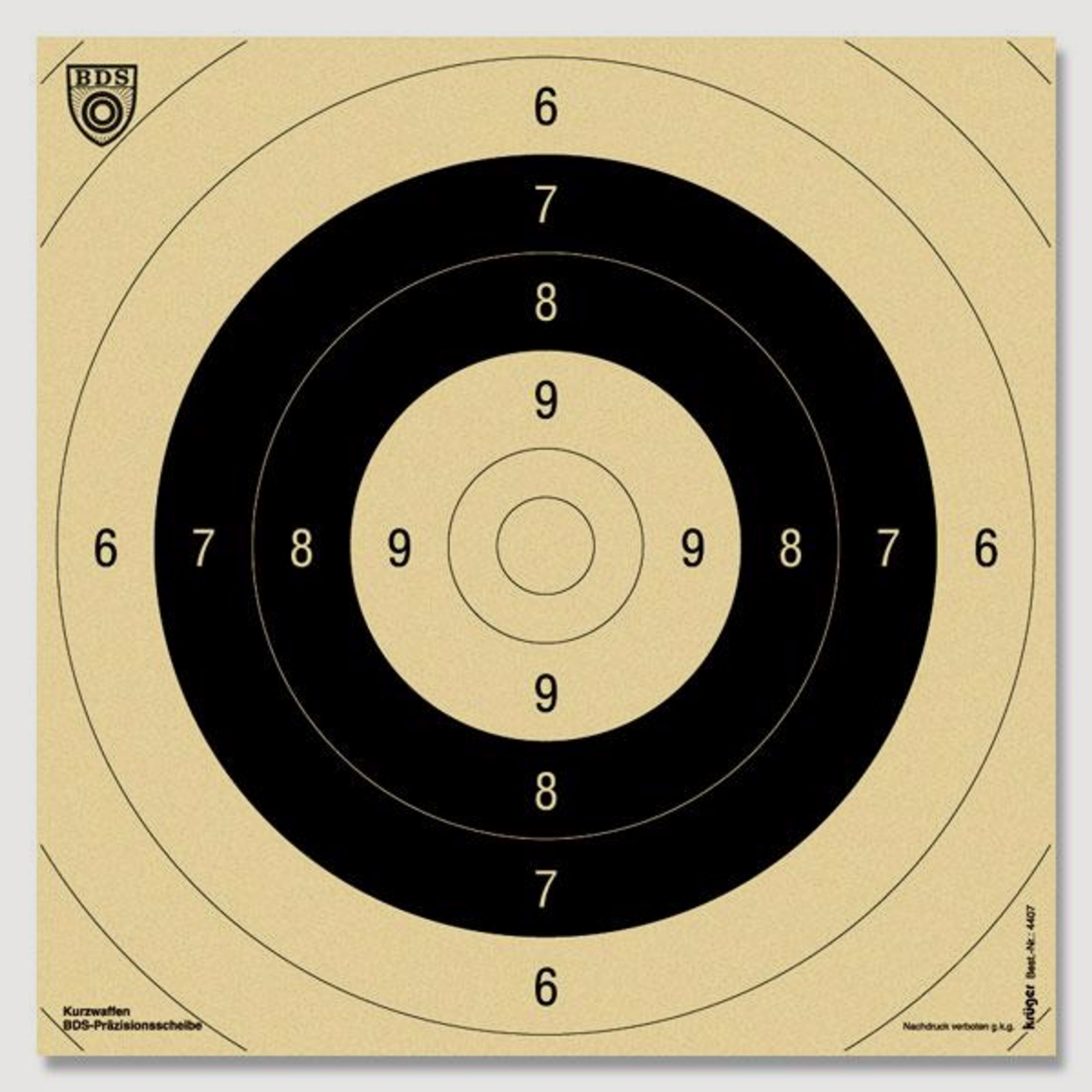 Krüger-Druck Schießscheiben Pistole 25m BDS Spiegel #9 50 Stk           26x26cm