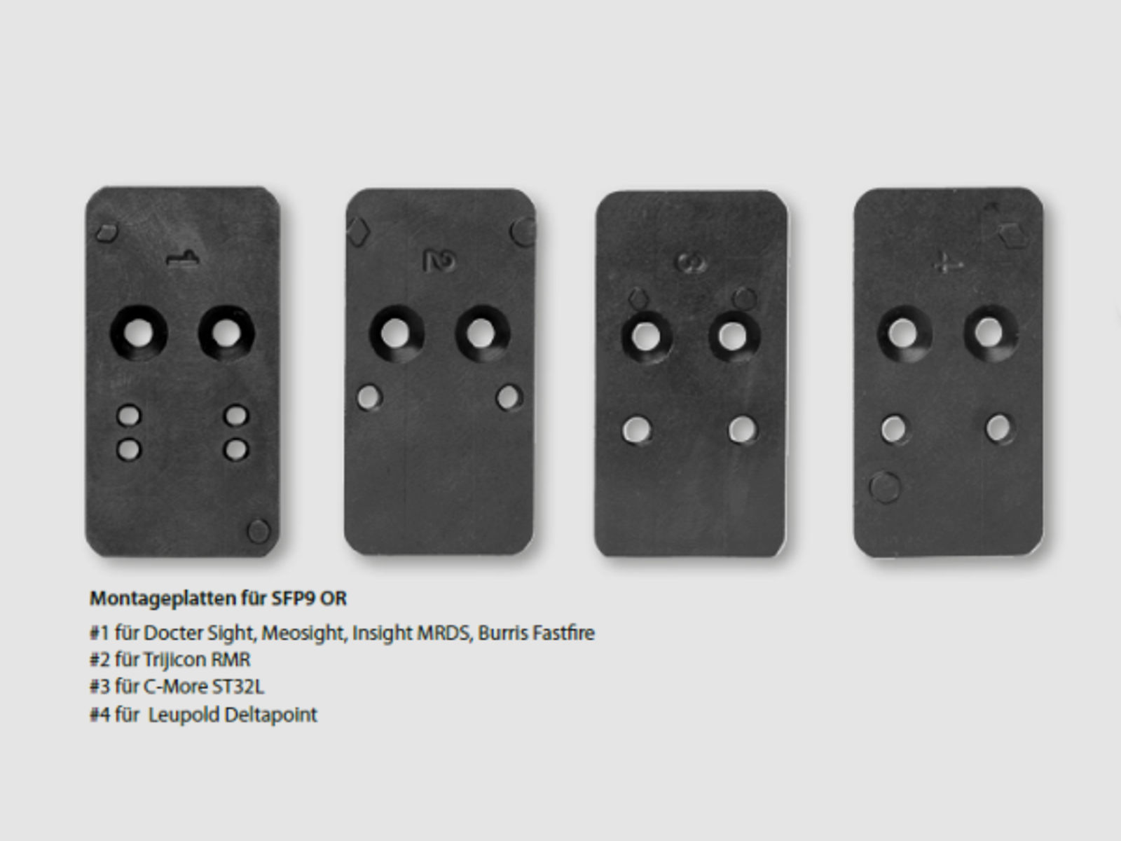 HECKLER & KOCH Montage f. Leuchtpunktvisier Montageplatte Docter / BURRIS f. SFP9-OR   M3-Gewinde