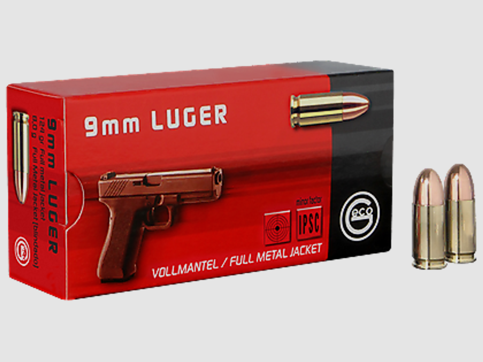 GECO Pistolenmunition 9mmLuger VM 124grs/8,0g 50 Stk SONDERPREIS ab 0,25/Stk