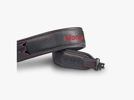 BLASER Gewehrriemen Extra breit: Leder -MONZA- schwarz  m. 2 Patronenhalter