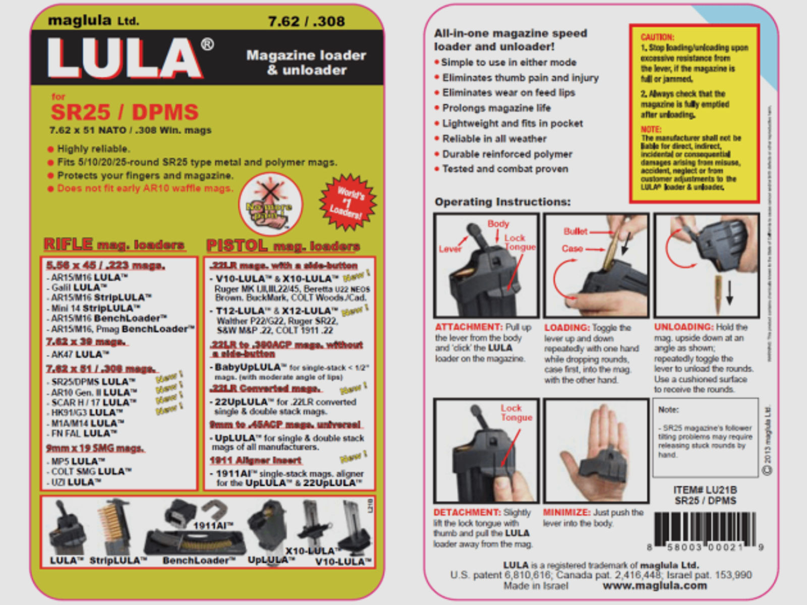 Maglula Speedloader/Magazinlader LULA Rifle Loader&Unloader 21B f. SR25/DPMS