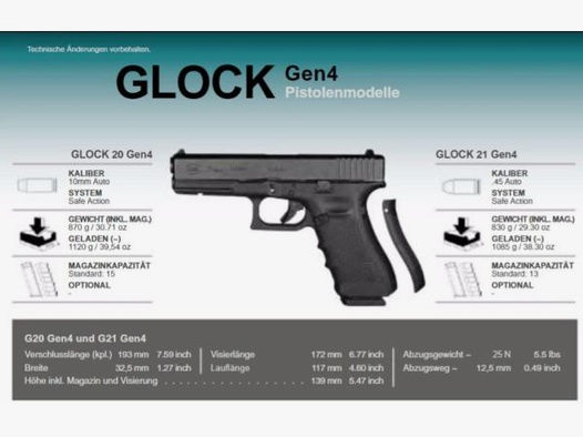 GLOCK Pistole Mod. 20 Gen4 10mmAuto   Standard-Modell