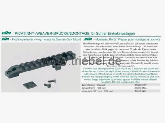 RECKNAGEL Basis/Schiene f. Montagen Picatinny-Brücke für SEM Festmontage