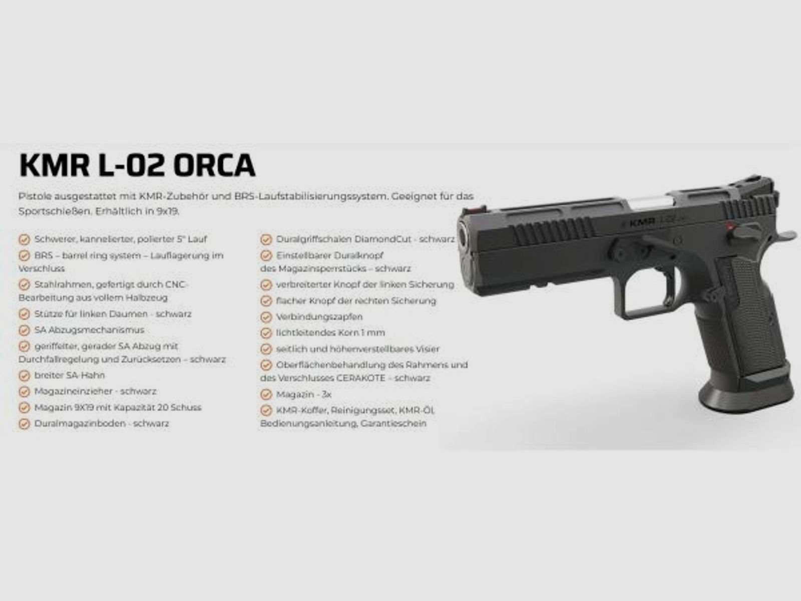 KMR Precision Arms Pistole Mod. L-02 ORCA -5'  9mmLuger