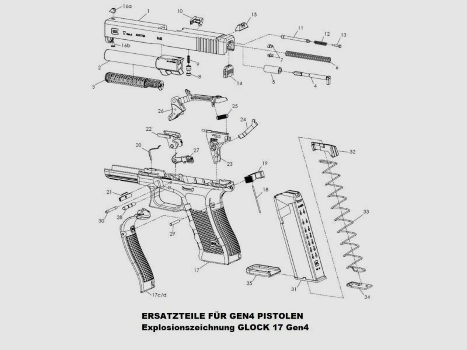 GLOCK Tuning/Ersatzteil f. Pistole Druckbolzen komplett #11-13 f. 20,21,29,30,40,41