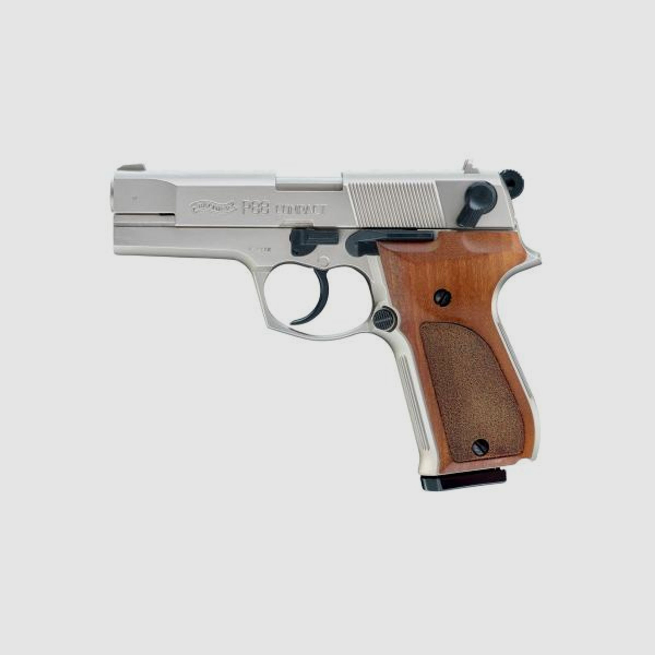 WALTHER Gaspistole (SRS) P88 Nickel Kal. 9mm P.A. Holzgriff