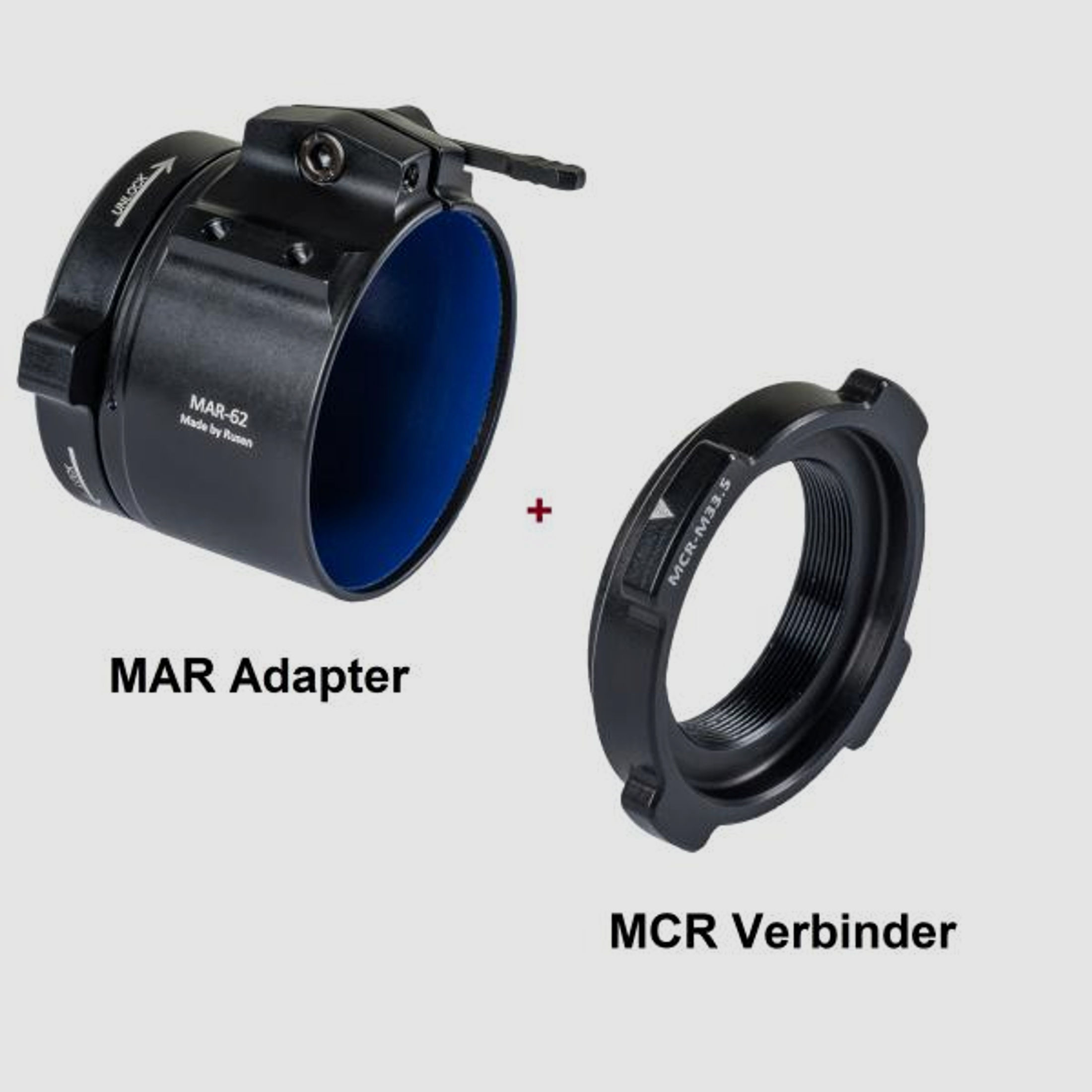 RUSAN Zubehör f. Nachtsichttechnik Modular Verbinder MCR f. MAR M52 x0,75 (Luchs,Leica, u.a.)