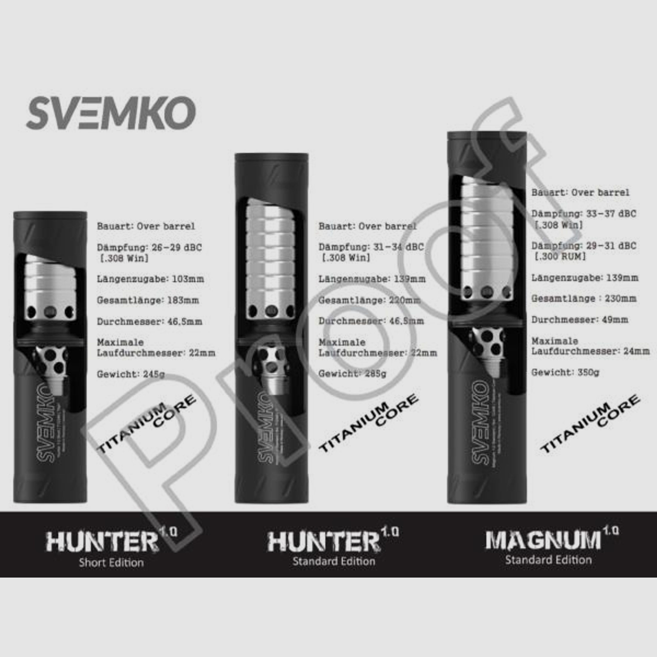 Svemko Schalldämpfer f. EWB-Waffen Magnum (.375/9,5) QuickMount - Over-Barrel