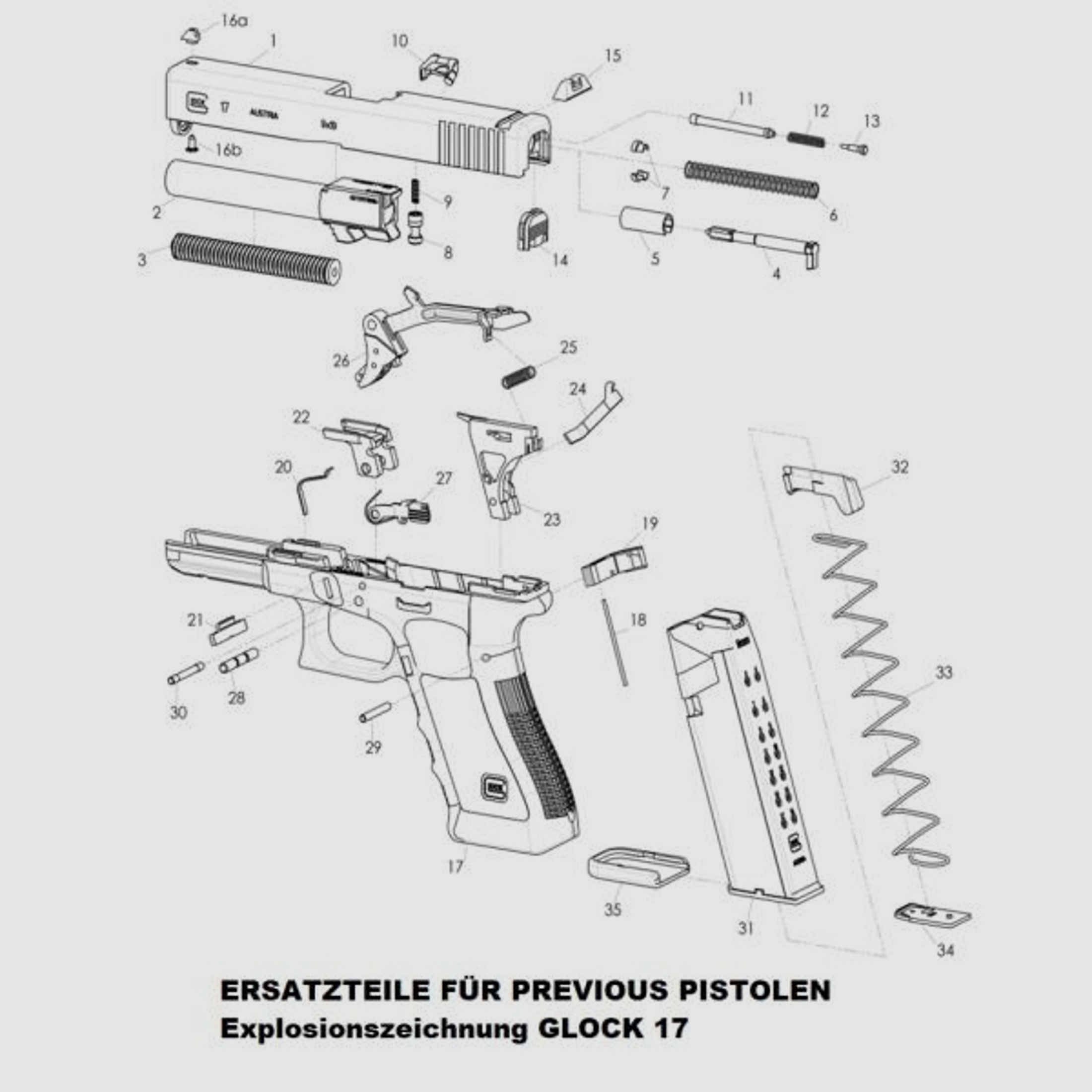 GLOCK Tuning/Ersatzteil f. Pistole Druckbolzen komplett #11-13 f. 43X,48FS,43  Gen3/X