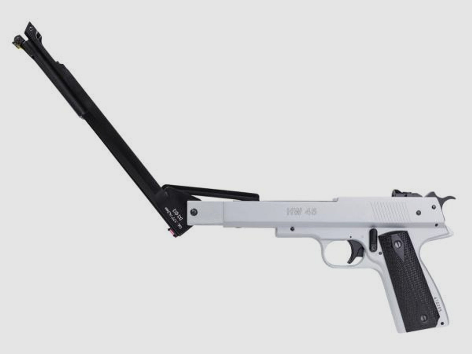 WEIHRAUCH Druckluftwaffe Pistole HW45 Stainless Look Kal. 4,5mm