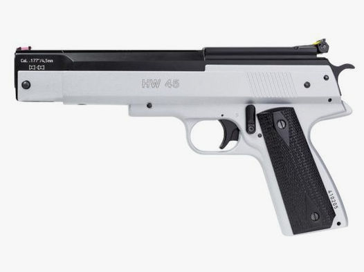 WEIHRAUCH Druckluftwaffe Pistole HW45 Stainless Look Kal. 4,5mm