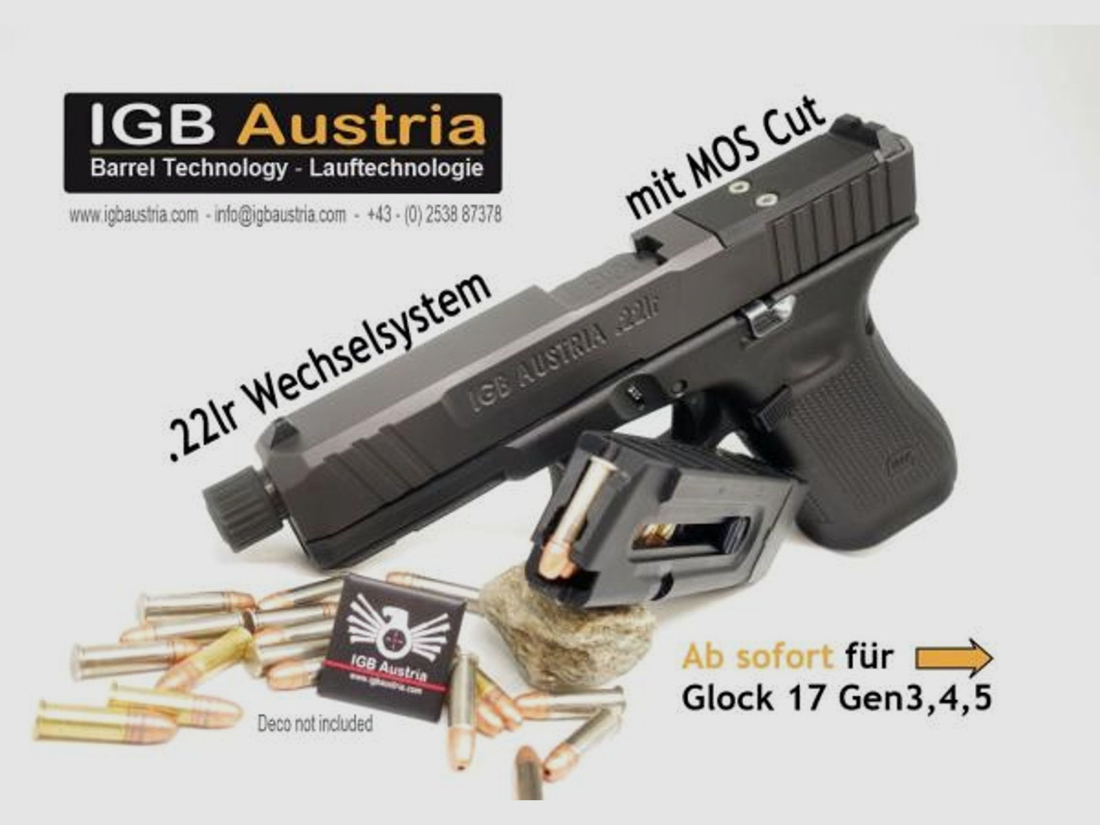 I G B Pistolen-Wechselsystem f. Glock 17/34 mit Gewinde .22lr    Gen3/Gen4