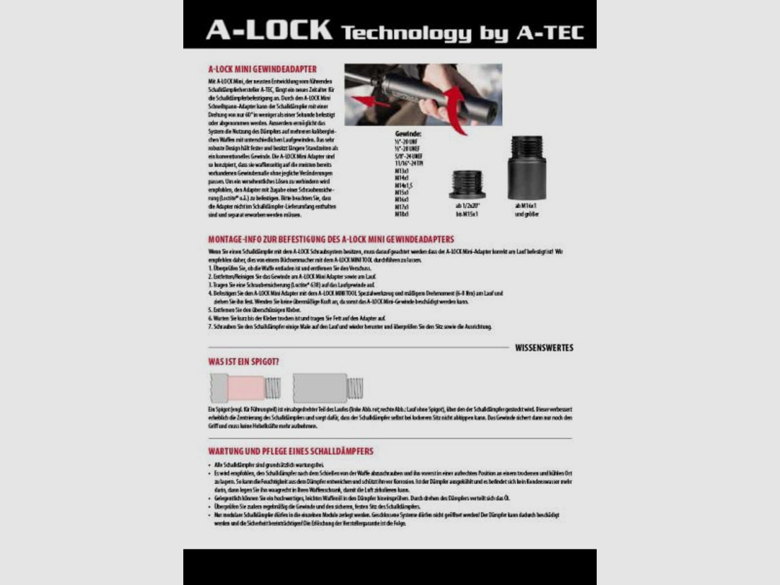 A-TEC Schalldämpfer f. EWB-Waffen H2-Serie (.338/8mm) A-LOCK-System - Teleskop-SD