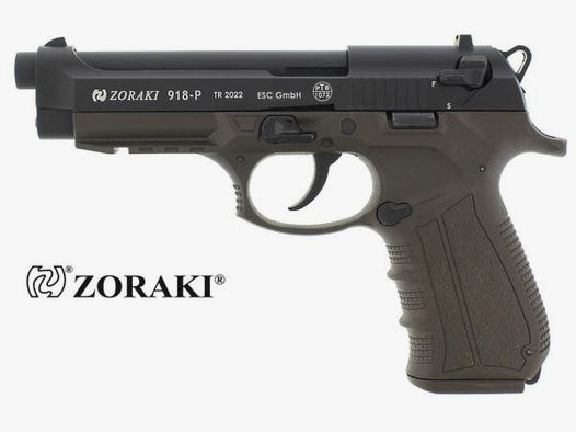 ZORAKI Gaspistole (SRS) 918 'BERETTA'-Style Kal. 9mm P.A. OD-Green